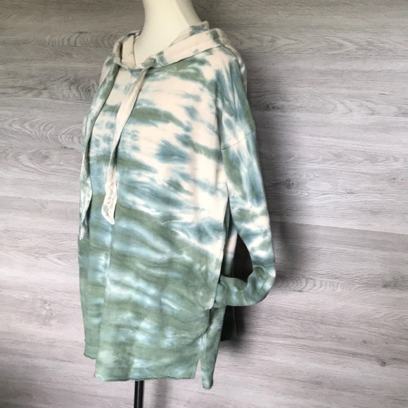 Long Sleeve Oversized Terry Hoodie, Faded Olive - Picture 2 of 7